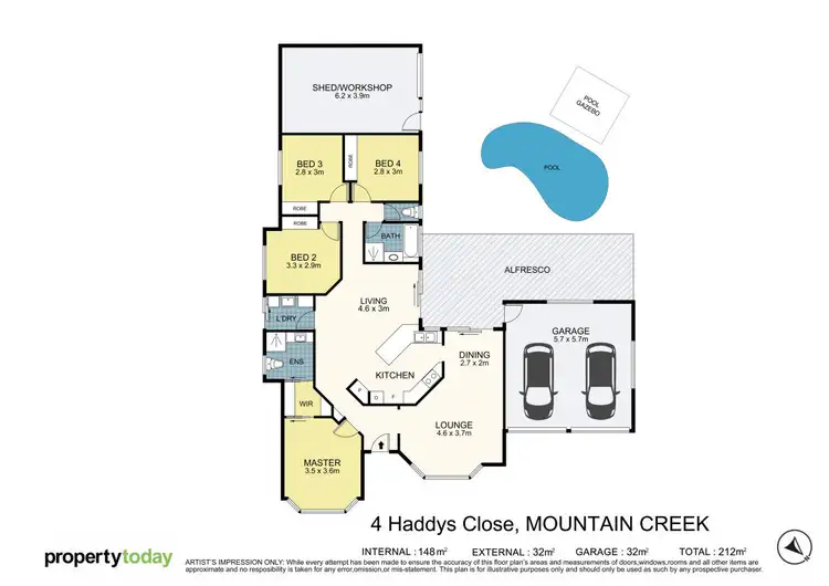 Floorplan of Homely house listing, 4 Haddys Close, Mountain Creek QLD 4557