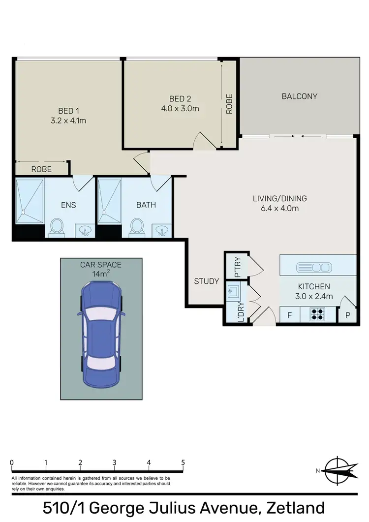 Floorplan of Homely apartment listing, 510/1 George Julius Avenue, Zetland NSW 2017