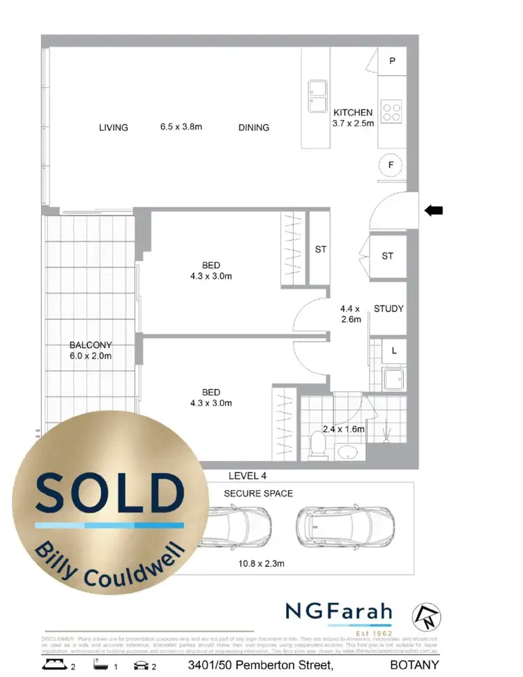 Floorplan of Homely apartment listing, 3401/50 Pemberton Street, Botany NSW 2019