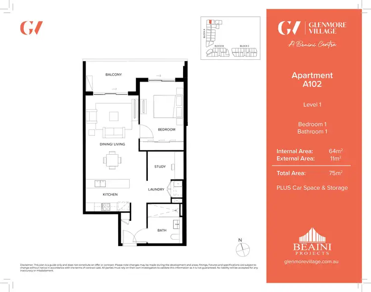Floorplan of Homely apartment listing, Level 1/B104/90-98 Glenmore Ridge Drive, Glenmore Park NSW 2745