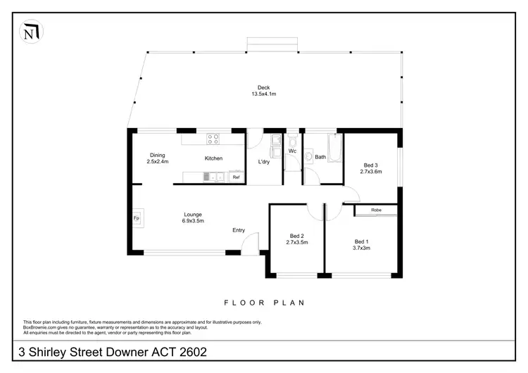 Floorplan of Homely house listing, 3 Shirley Street, Downer ACT 2602