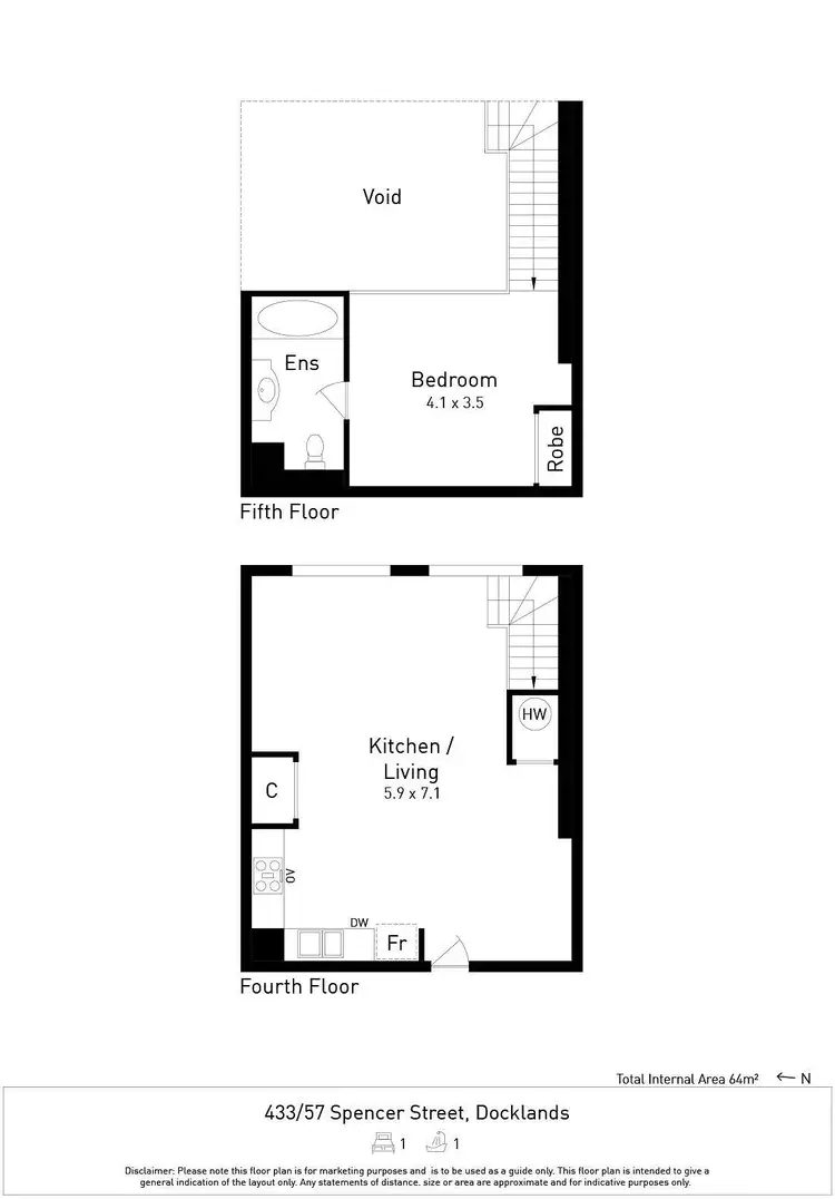 Floorplan of Homely apartment listing, 433/57 Spencer Street, Melbourne VIC 3000
