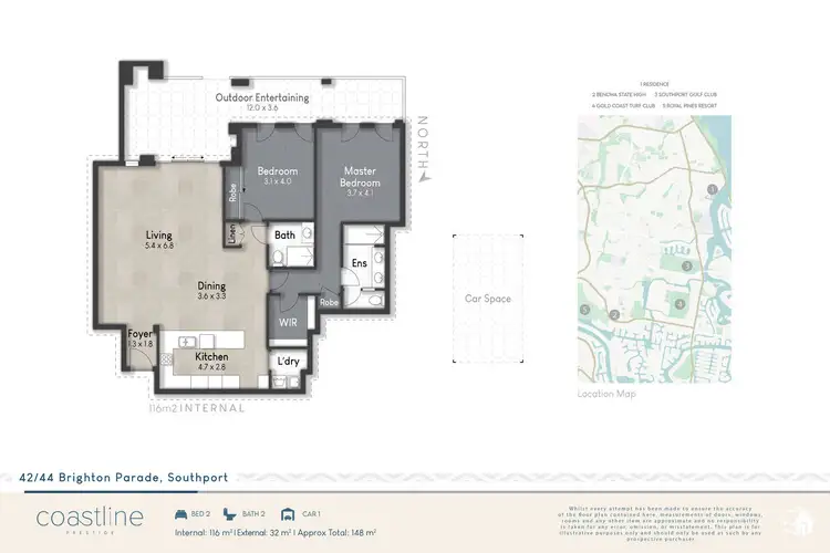 Floorplan of Homely apartment listing, 2/42-44 Brighton Parade, Southport QLD 4215