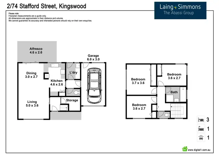 Floorplan of Homely townhouse listing, 2/74 Stafford Street, Kingswood NSW 2747