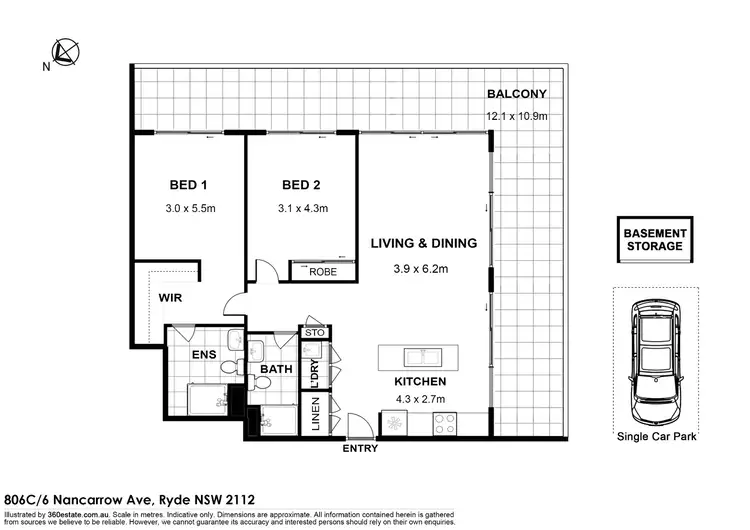 Floorplan of Homely apartment listing, 806C/6 Nancarrow Avenue, Ryde NSW 2112