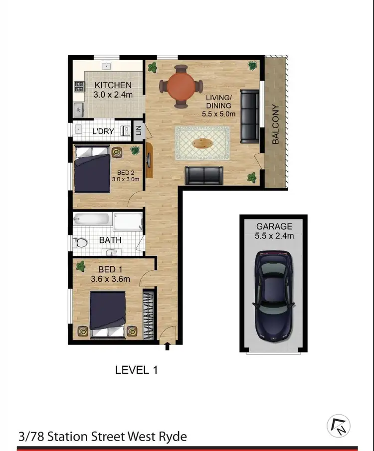 Floorplan of Homely apartment listing, 3/78 Station Street, West Ryde NSW 2114