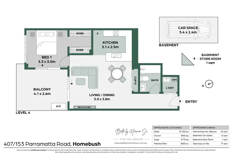 Floorplan of Homely apartment listing, 407/153 Parramatta Road, Homebush NSW 2140