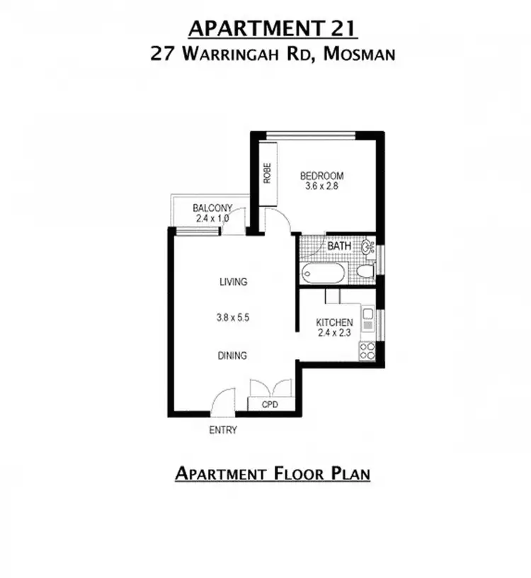 Floorplan of Homely apartment listing, 21/27 Warringah Road, Mosman NSW 2088