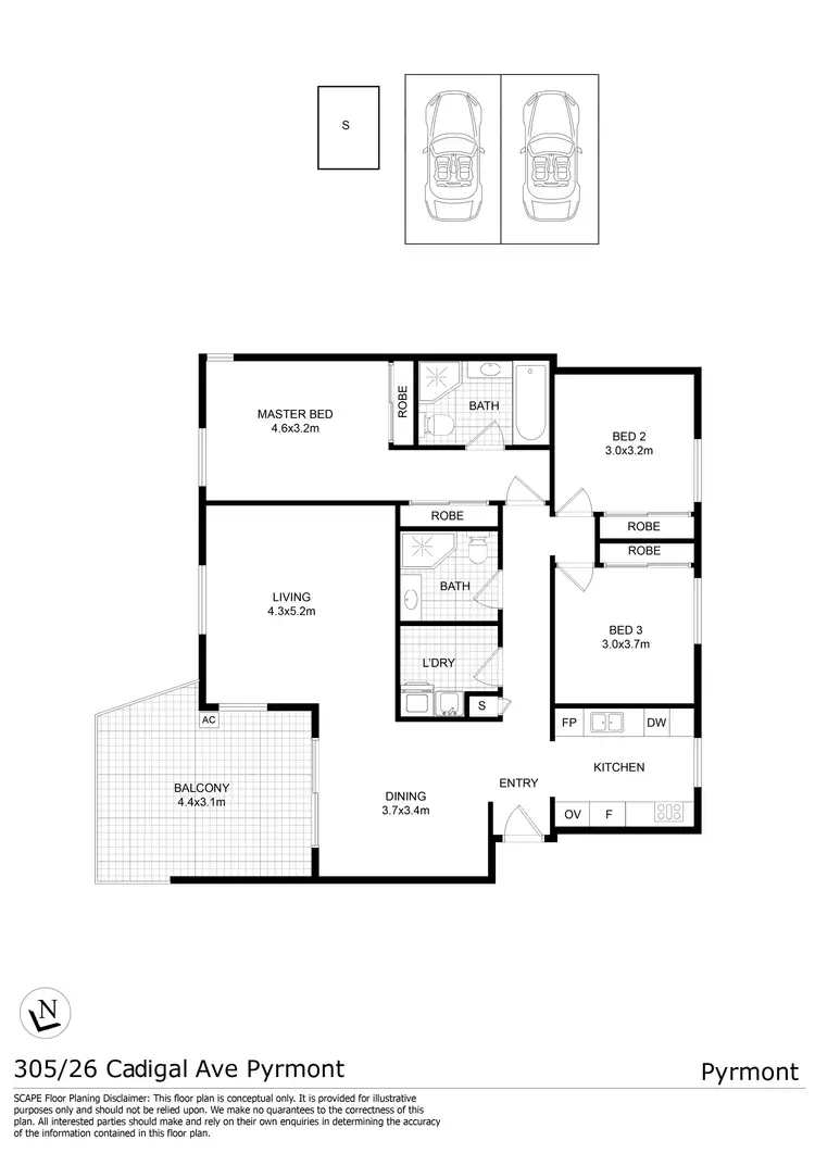 Floorplan of Homely apartment listing, 305/26 Cadigal Avenue, Pyrmont NSW 2009