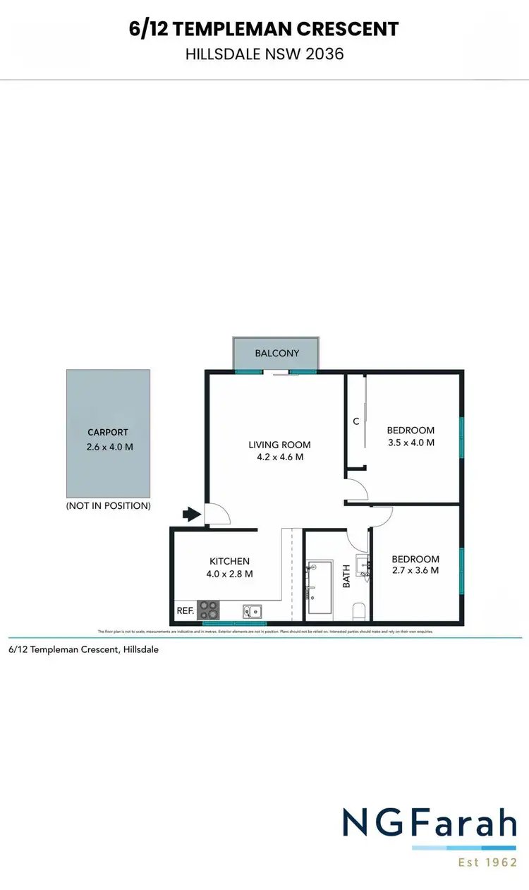 Floorplan of Homely apartment listing, 6/12 Templeman Crescent, Hillsdale NSW 2036