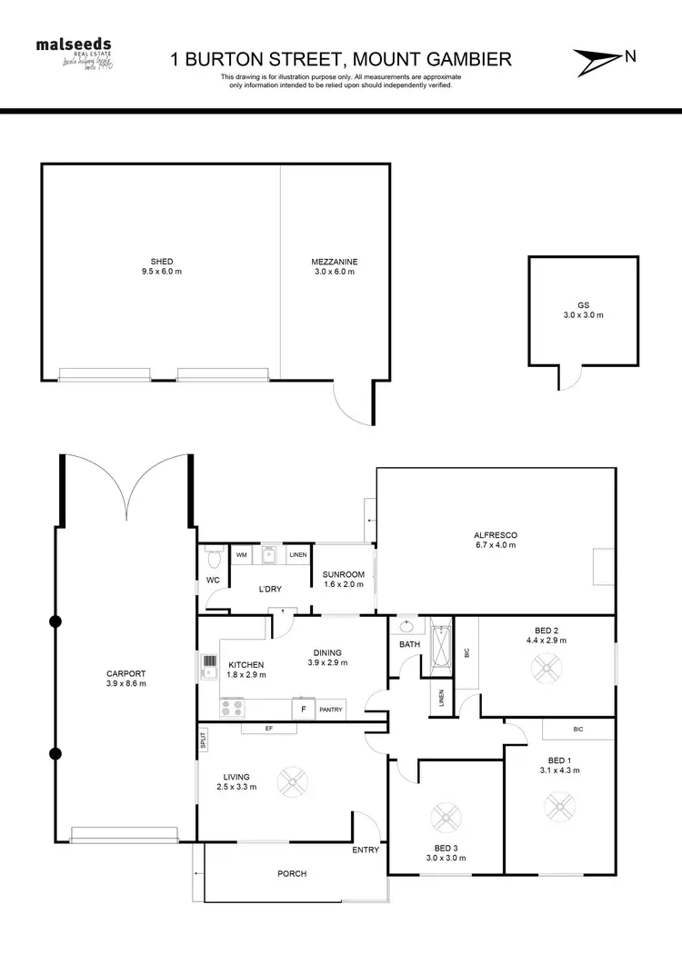 Floorplan of Homely house listing, 1 Burton Street, Mount Gambier SA 5290
