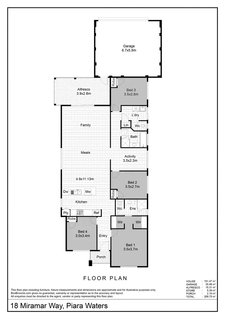 Floorplan of Homely house listing, 18 Miramar Way, Piara Waters WA 6112