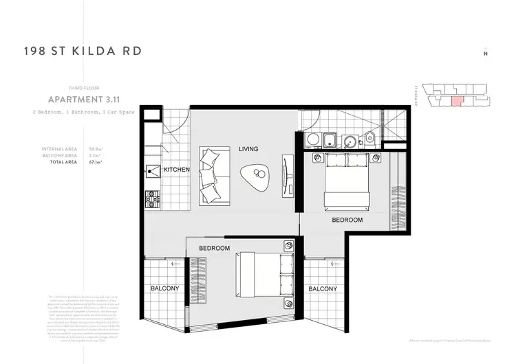 Floorplan of Homely apartment listing, 311/196 St Kilda Road, St Kilda VIC 3182