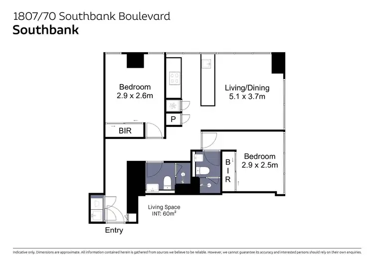 Floorplan of Homely apartment listing, 1807/70 Southbank Boulevard, Southbank VIC 3006