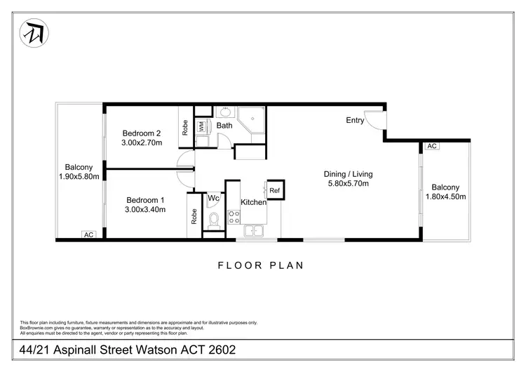 Floorplan of Homely apartment listing, 44/21 Aspinall Street, Watson ACT 2602