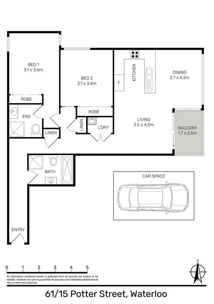 Floorplan of Homely apartment listing, 61/15 Potter Street, Waterloo NSW 2017