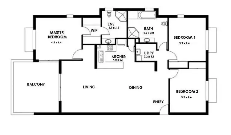Floorplan of Homely apartment listing, 13/80 Woods Street, Darwin City NT 800