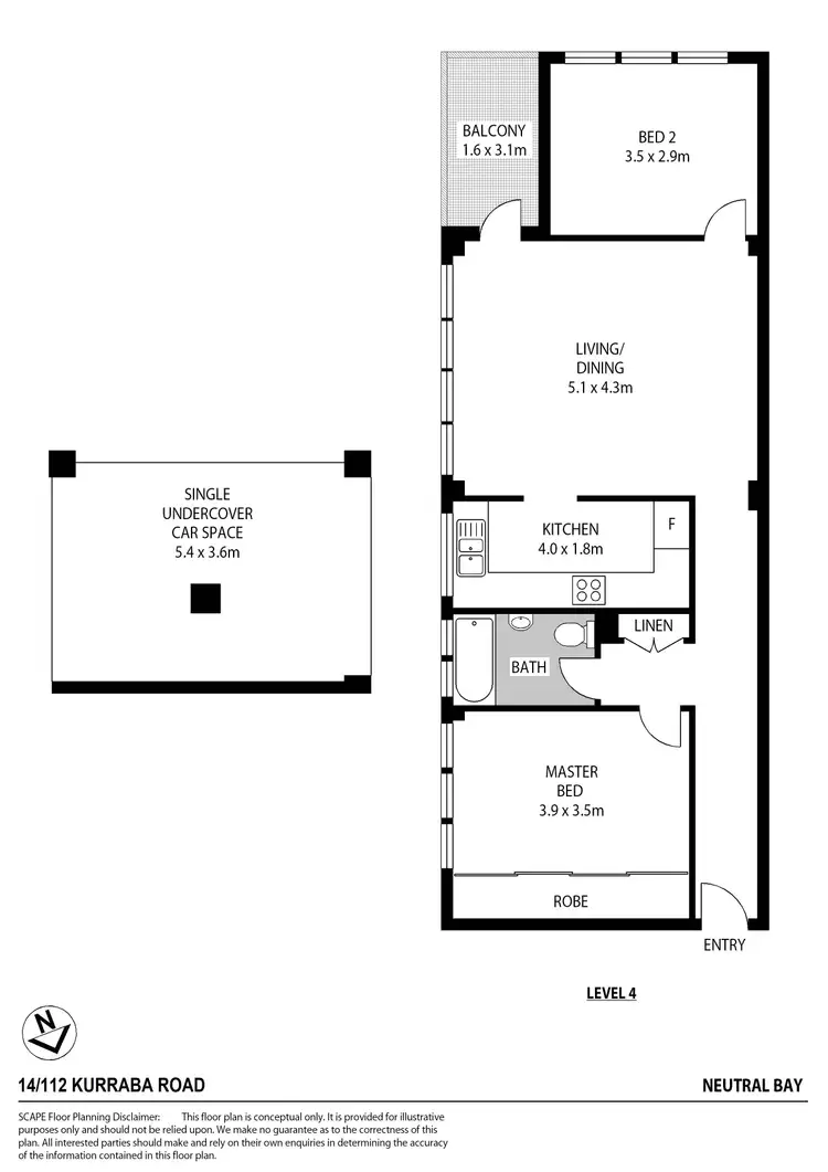 Floorplan of Homely apartment listing, 14/112 Kurraba Road, Neutral Bay NSW 2089