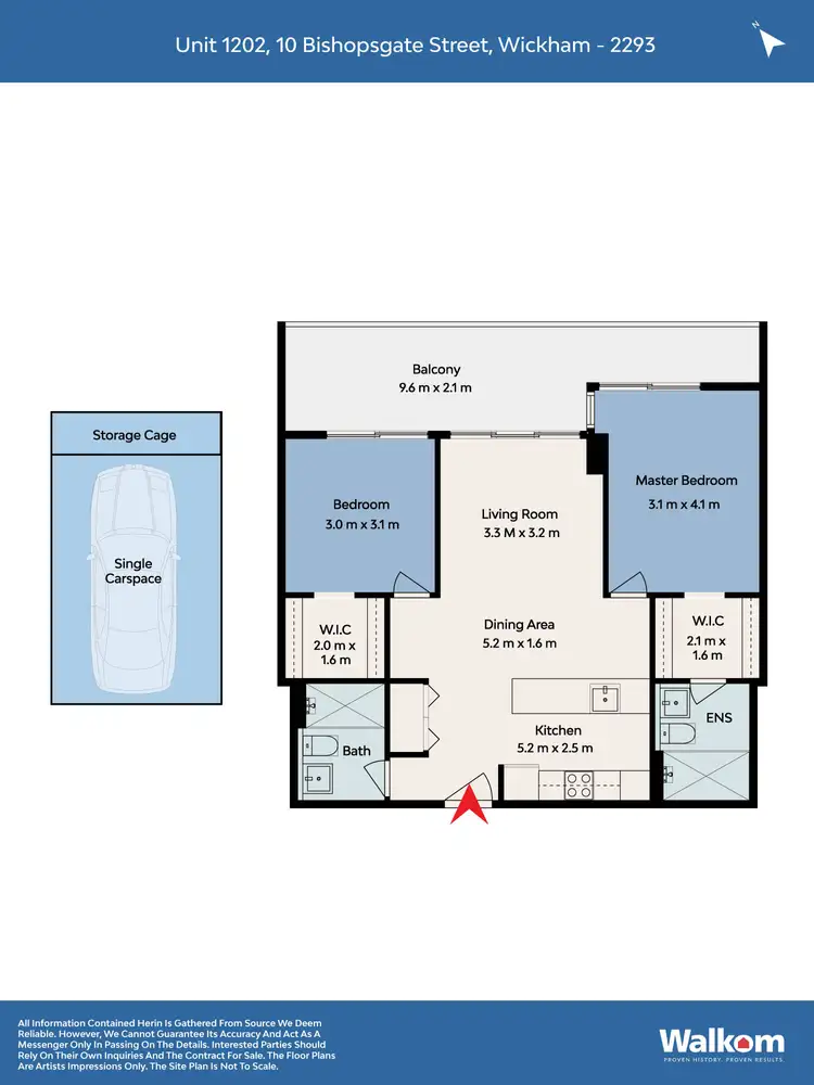 Floorplan of Homely apartment listing, 1202/10 Bishopsgate Street, Wickham NSW 2293