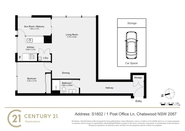 Floorplan of Homely apartment listing, 1602/1 Post Office Lane, Chatswood NSW 2067