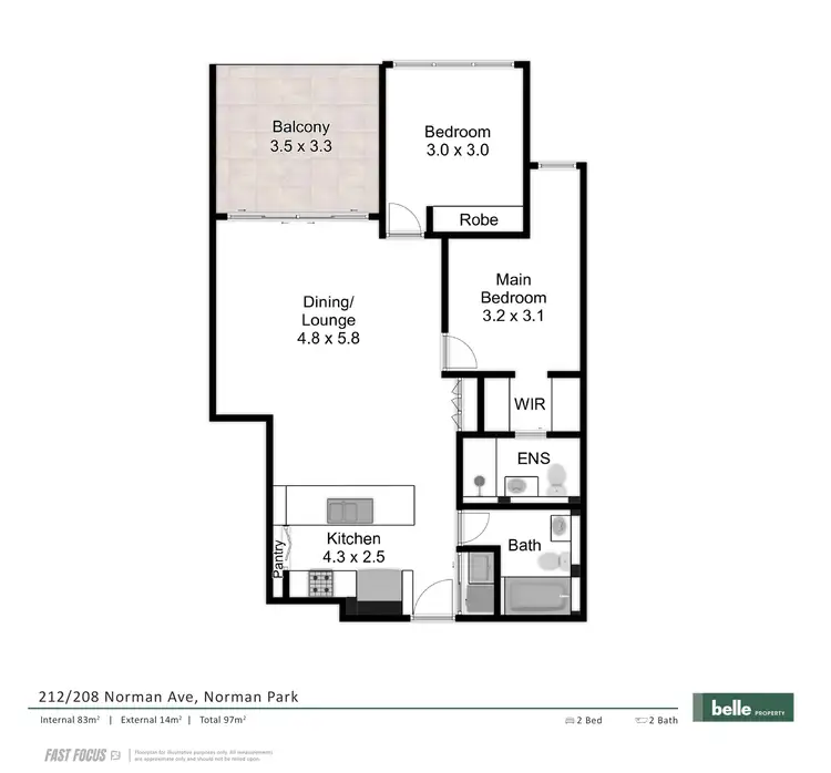 Floorplan of Homely apartment listing, 212/208 Norman Avenue, Norman Park QLD 4170