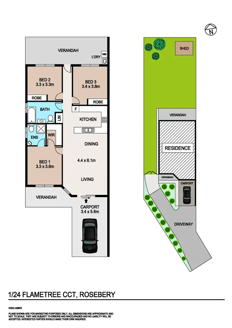 Floorplan of Homely unit listing, 1/24 Flametree Circuit, Rosebery NT 832