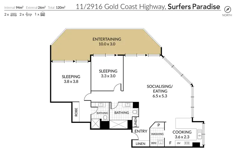 Floorplan of Homely apartment listing, 11/2916 Gold Coast Highway, Surfers Paradise QLD 4217