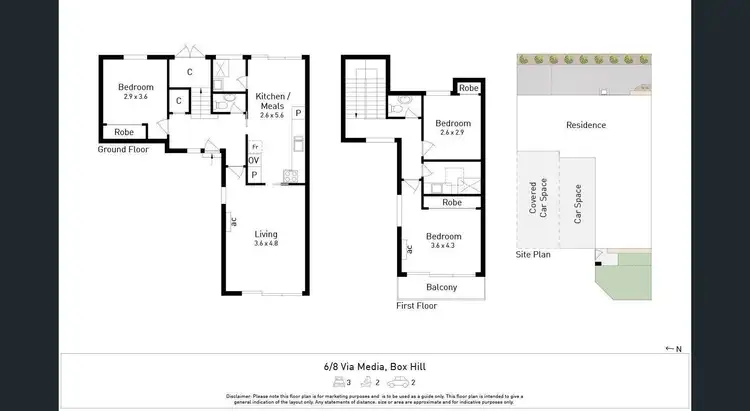 Floorplan of Homely townhouse listing, 6/8 Via Media, Box Hill VIC 3128