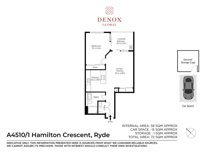 Floorplan of Homely apartment listing, A4510/1 Hamilton Crescent, Ryde NSW 2112