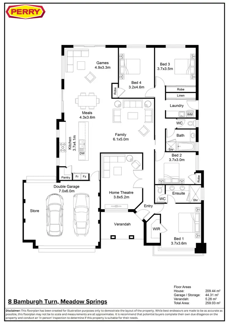 Floorplan of Homely house listing, 8 Bamburgh Turn, Meadow Springs WA 6210