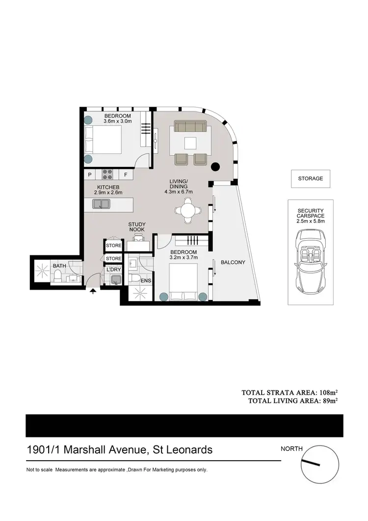 Floorplan of Homely apartment listing, 1901/1 Marshall Avenue, St Leonards NSW 2065