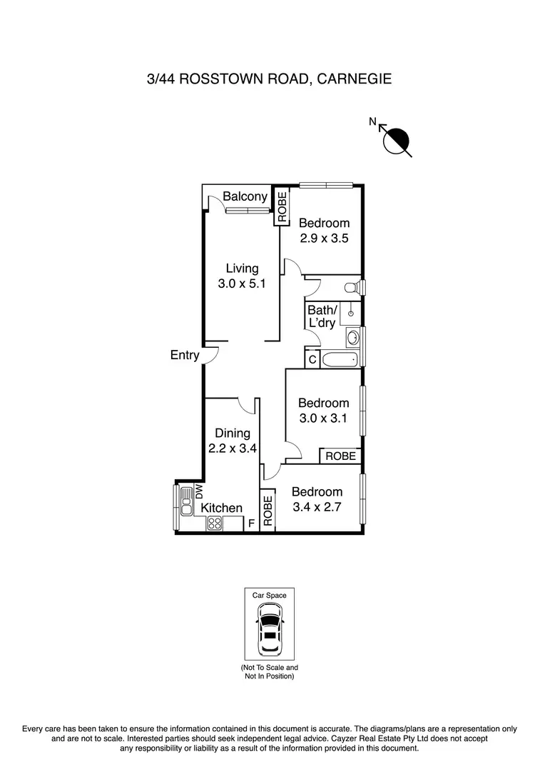 Floorplan of Homely apartment listing, 3/44 Rosstown Road, Carnegie VIC 3163