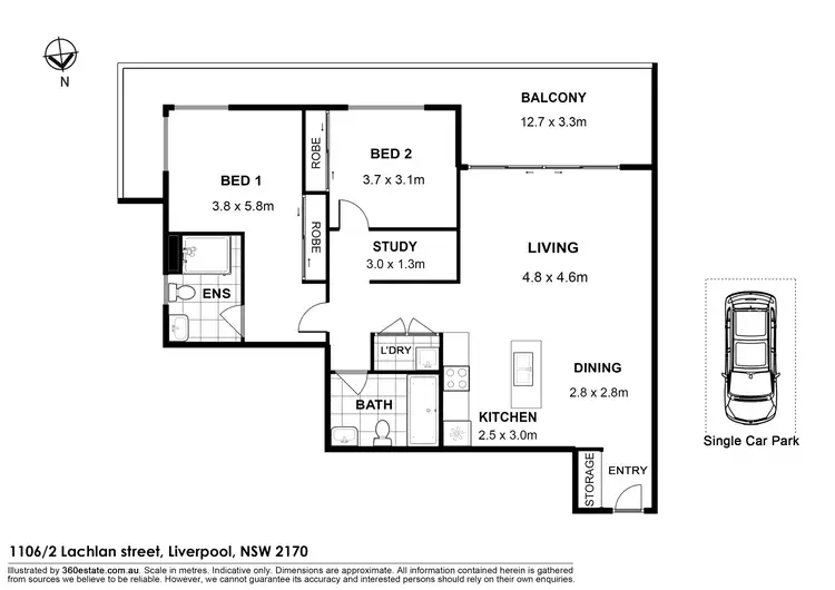 Floorplan of Homely apartment listing, 1106/2 Lachlan Street, Liverpool NSW 2170