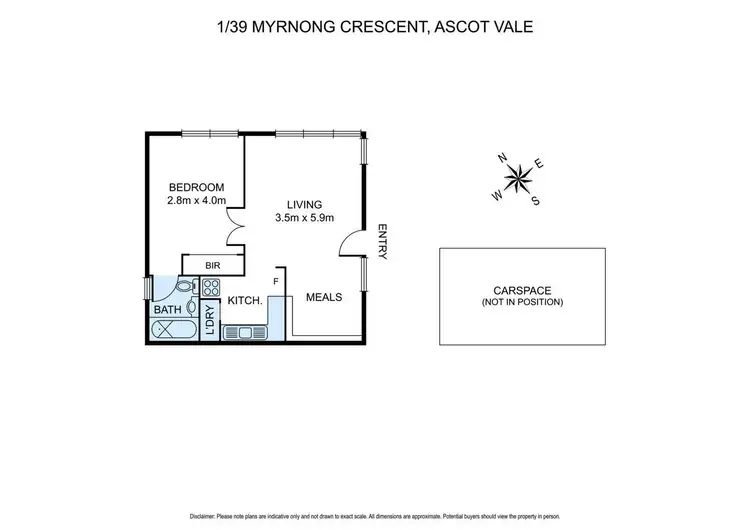Floorplan of Homely unit listing, 1/39 Myrnong Crescent, Ascot Vale VIC 3032