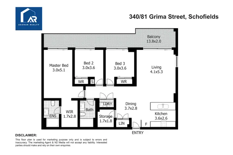 Floorplan of Homely unit listing, 340/81 Grima Street, Schofields NSW 2762