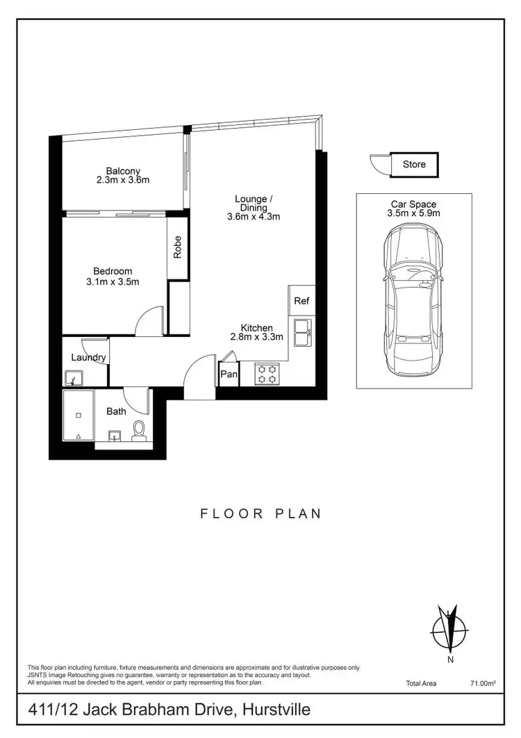Floorplan of Homely apartment listing, 411/12 Jack Brabham Drive, Hurstville NSW 2220