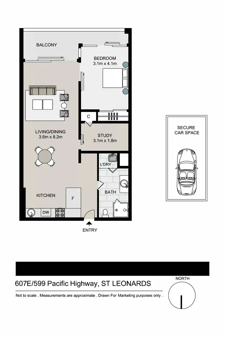 Floorplan of Homely apartment listing, 607E/599 Pacific Highway, St Leonards NSW 2065