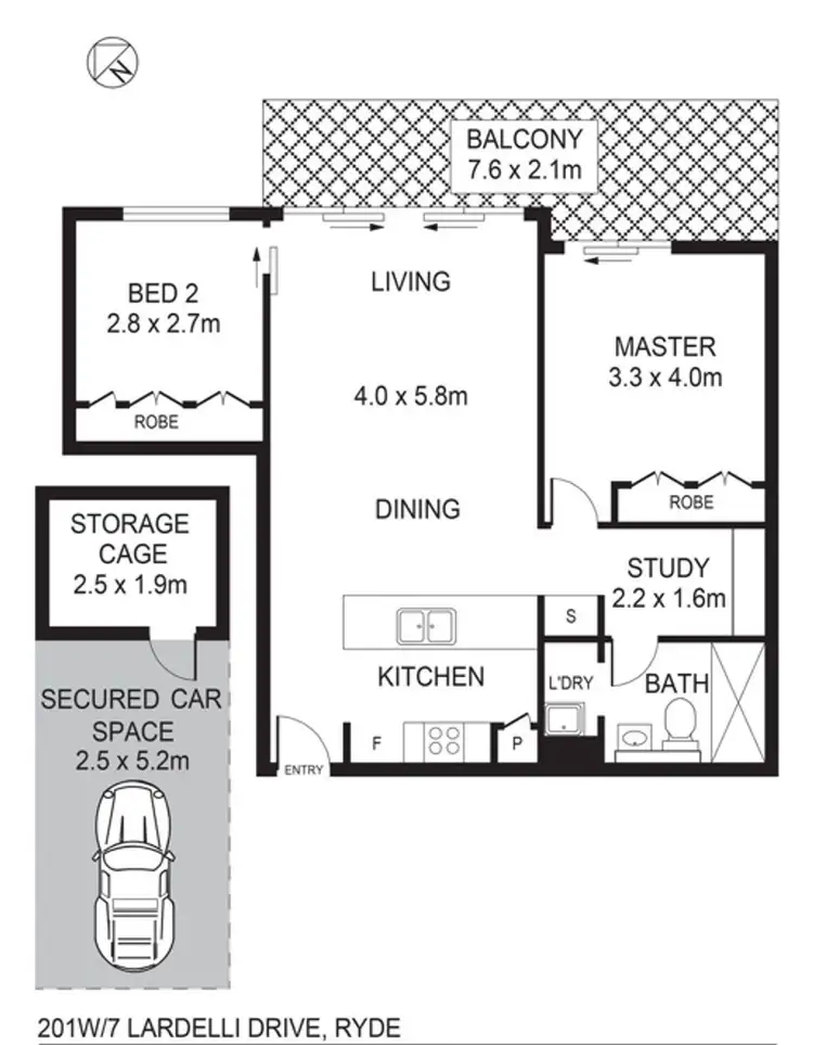 Floorplan of Homely apartment listing, 201W/7 Lardelli Drive, Ryde NSW 2112