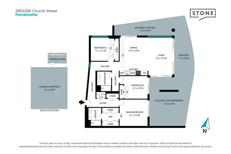 Floorplan of Homely apartment listing, 3803/88 Church Street, Parramatta NSW 2150