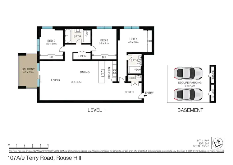 Floorplan of Homely apartment listing, 107/9A Terry Road, Rouse Hill NSW 2155