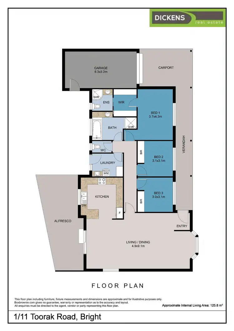 Floorplan of Homely unit listing, 1/11 Toorak Road, Bright VIC 3741