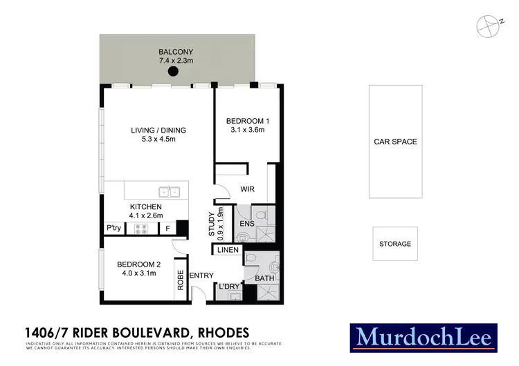 Floorplan of Homely unit listing, 1406/7 Rider Boulevarde, Rhodes NSW 2138
