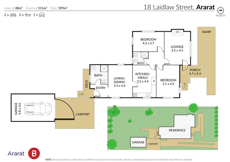 Floorplan of Homely house listing, 18 Laidlaw Street, Ararat VIC 3377