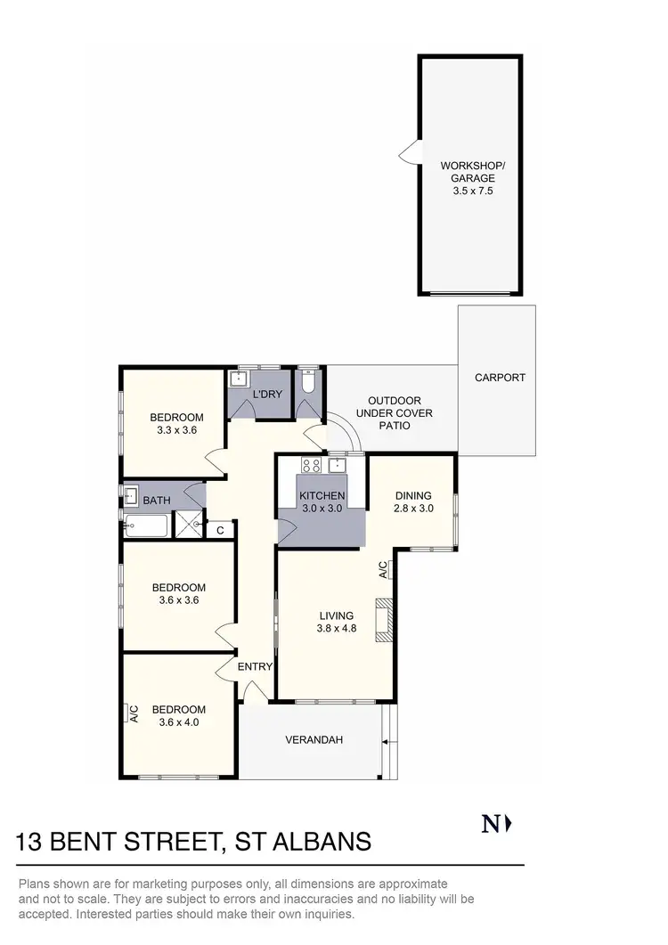 Floorplan of Homely house listing, 13 Bent Street, St Albans VIC 3021