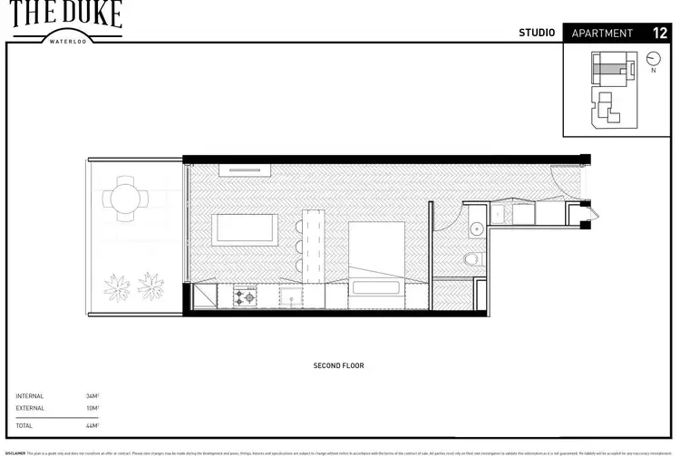 Floorplan of Homely studio listing, 12/291 George Street, Waterloo NSW 2017
