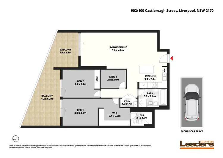 Floorplan of Homely apartment listing, 902/100 Castlereagh Street, Liverpool NSW 2170