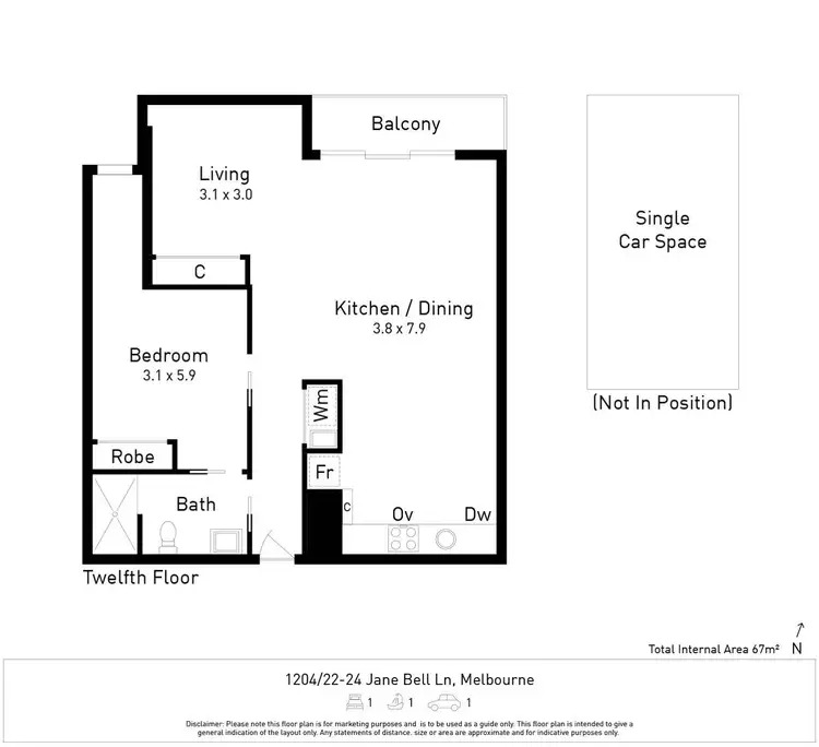 Floorplan of Homely apartment listing, 1204/22-24 Jane Bell Lane, Melbourne VIC 3000