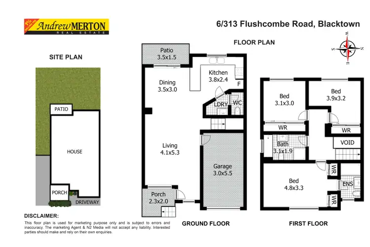 Floorplan of Homely townhouse listing, 6/313 Flushcombe Road, Blacktown NSW 2148