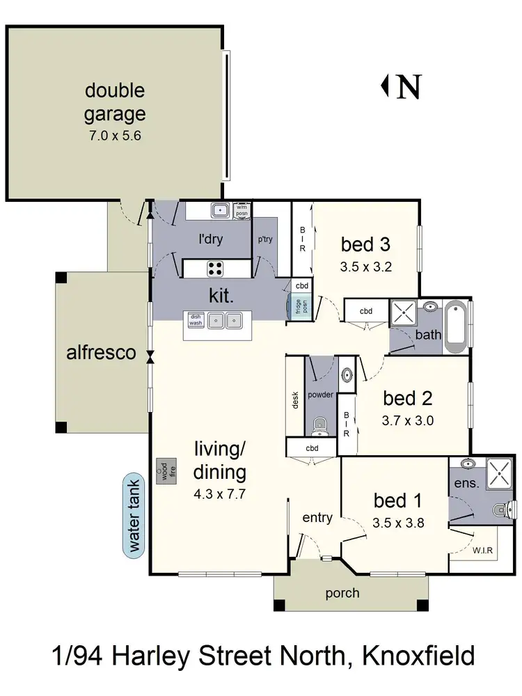 Floorplan of Homely unit listing, 1/94 Harley Street North, Knoxfield VIC 3180
