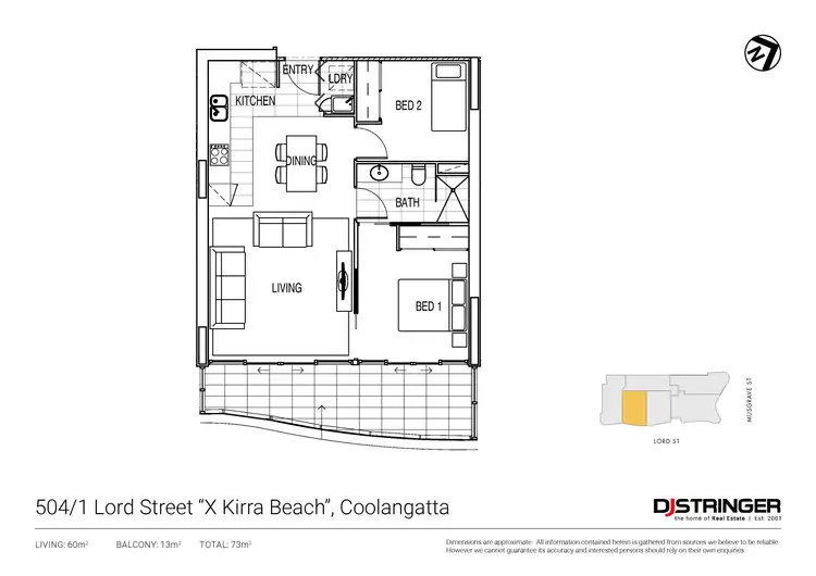 Floorplan of Homely unit listing, 504/1 Lord Street, Kirra QLD 4225